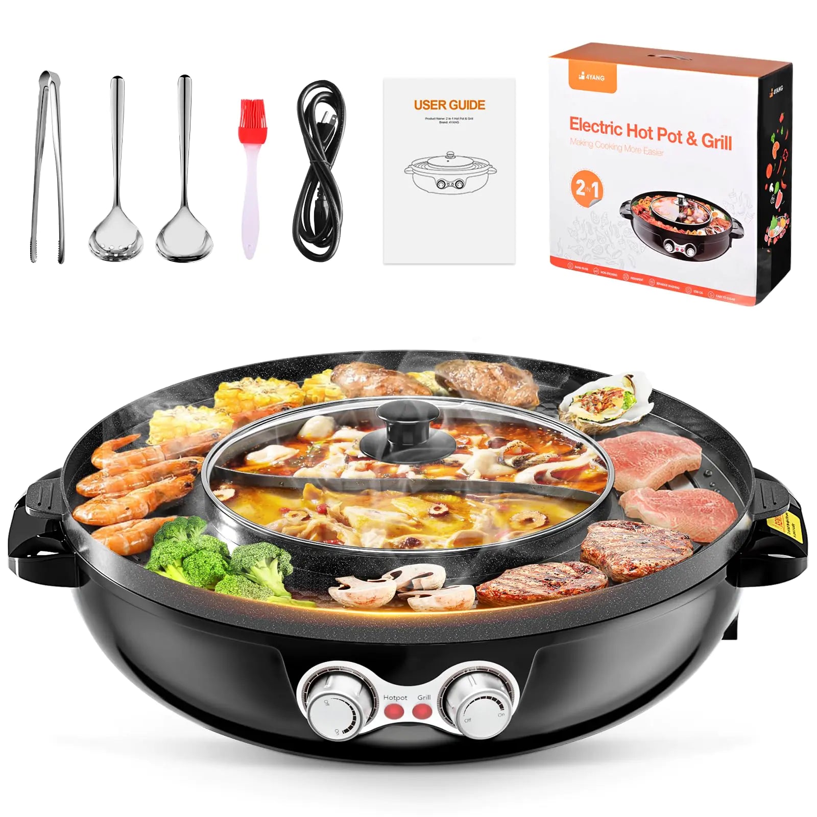 Electric Smokeless 2 in 1 Hot Pot Korean BBQ Grill