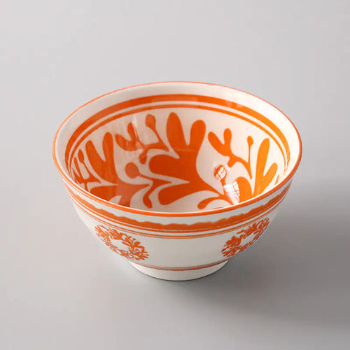 5-Inch Japanese Glazed Ceramic Threaded Rice Bowl